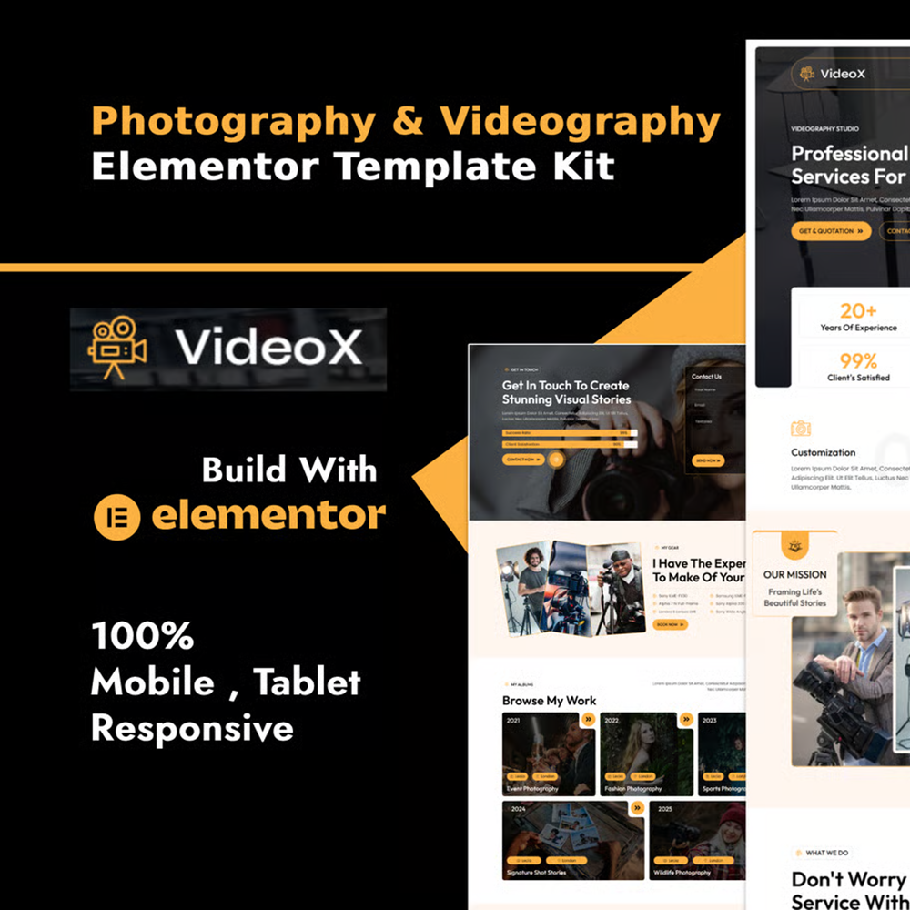 Videox – 摄影与影视制作服务 Elementor 模板套件
