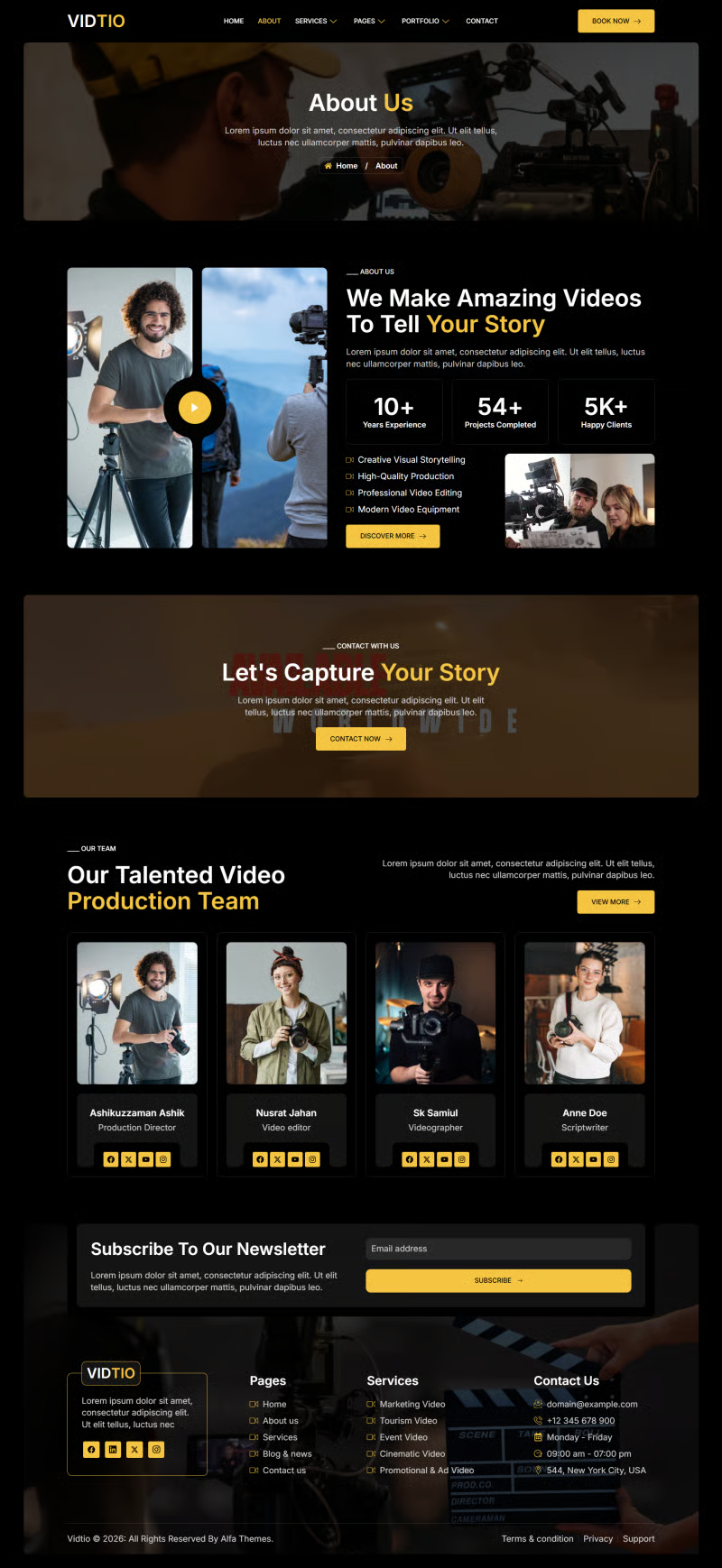 Vidtio – 视频制作行业 Elementor 模板套件 Preview 2