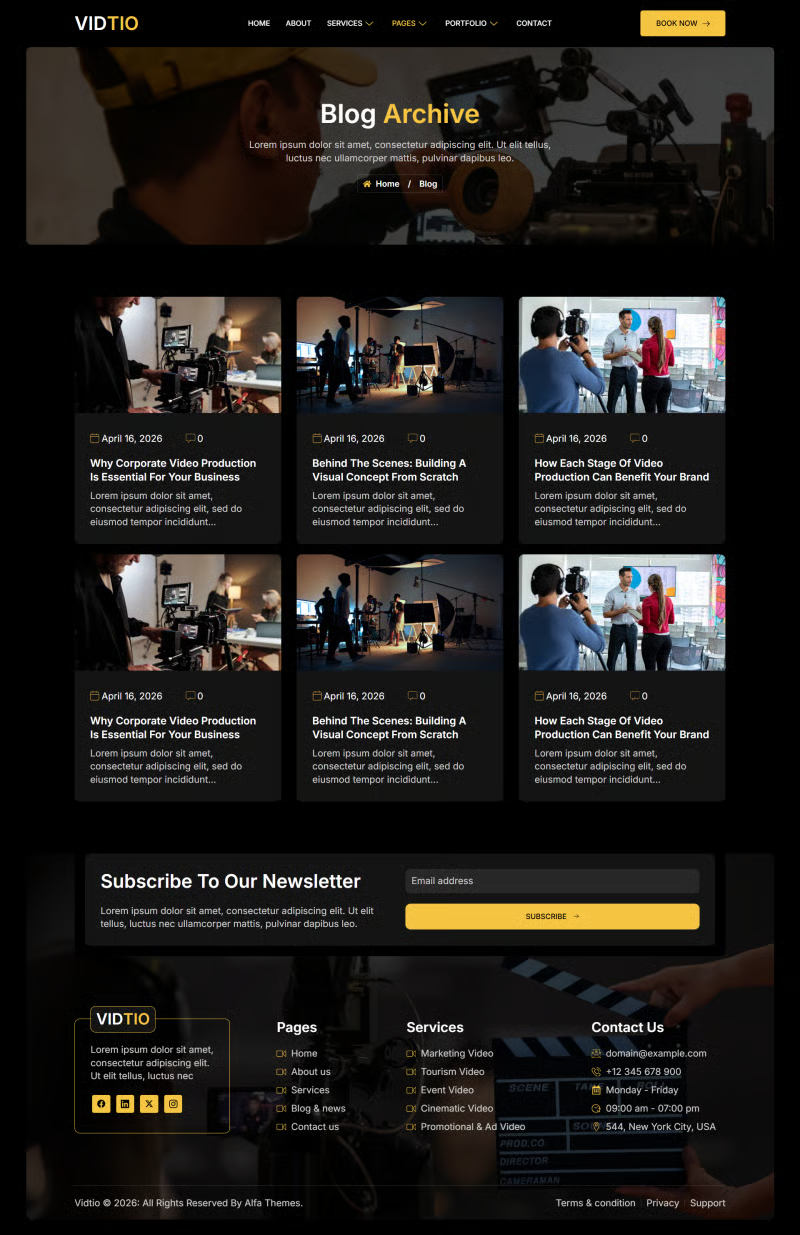 Vidtio – 视频制作行业 Elementor 模板套件 Preview 8