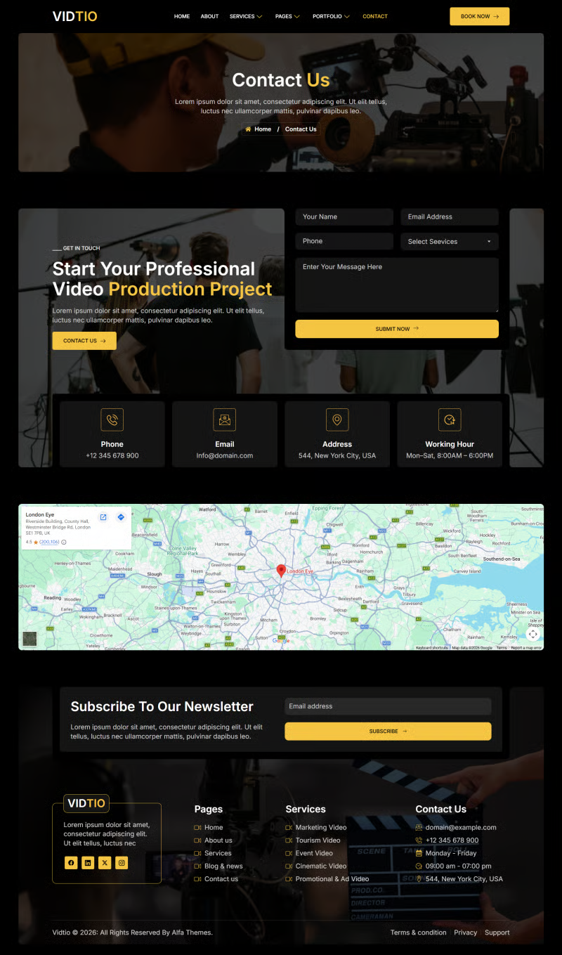 Vidtio – 视频制作行业 Elementor 模板套件 Preview 6