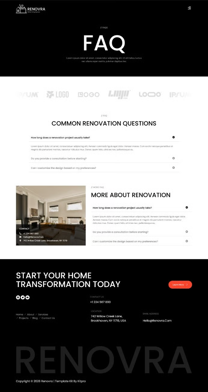 Renovra – 家装翻新 Elementor 模板套件 Preview 3