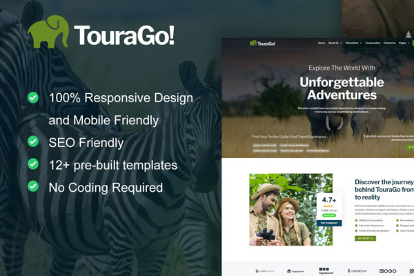 Tourago-野生动物园与动物园专用 Elementor Pro 模板套件