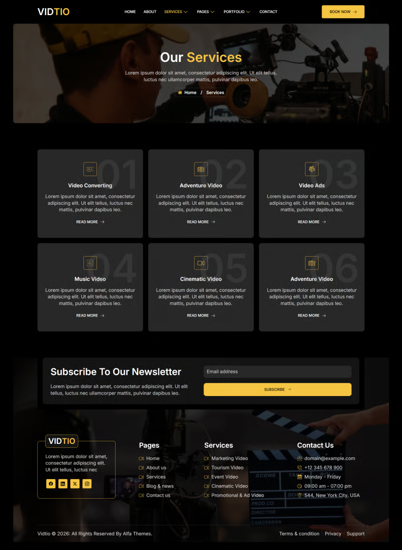 Vidtio – 视频制作行业 Elementor 模板套件 Preview 9