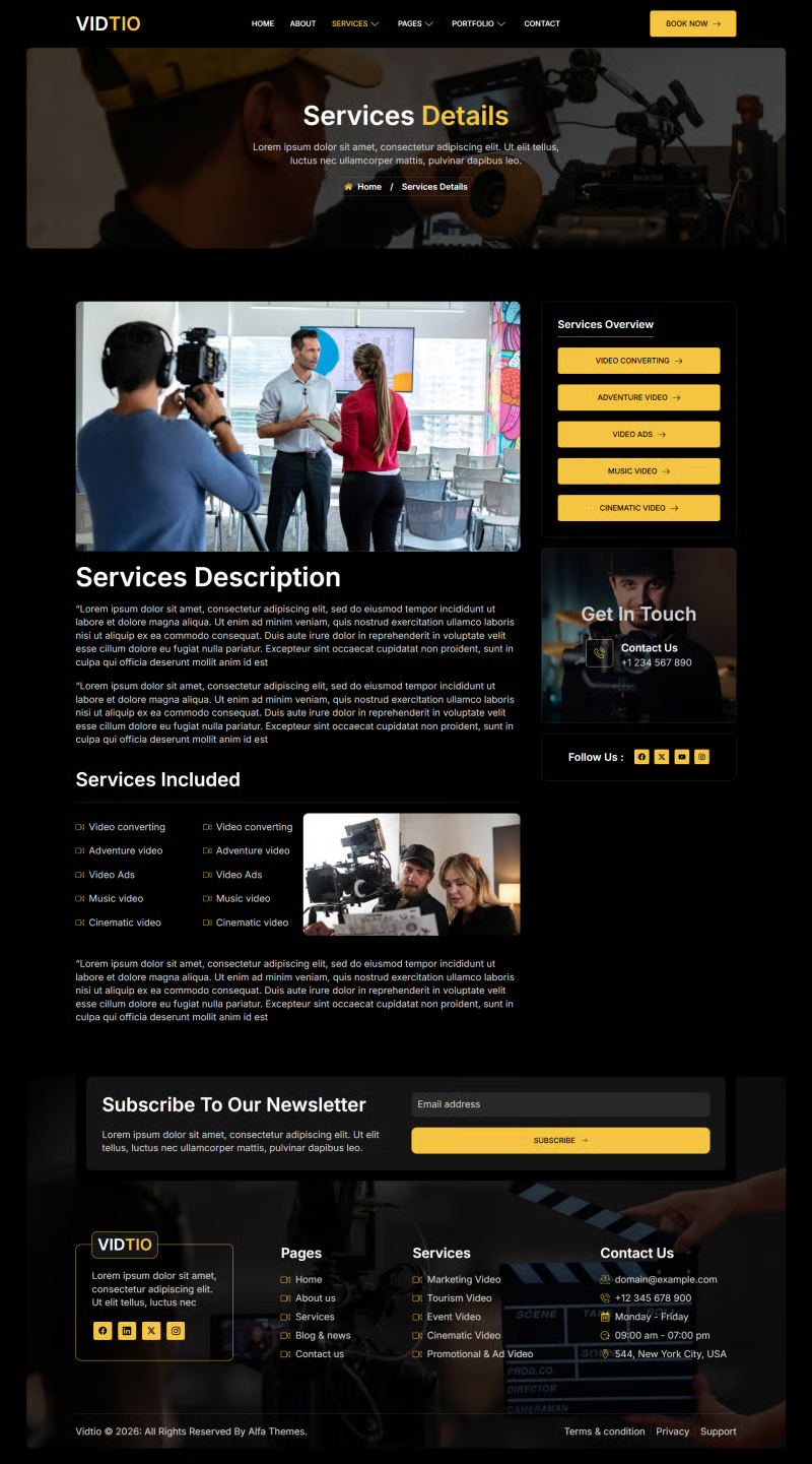 Vidtio – 视频制作行业 Elementor 模板套件 Preview 5
