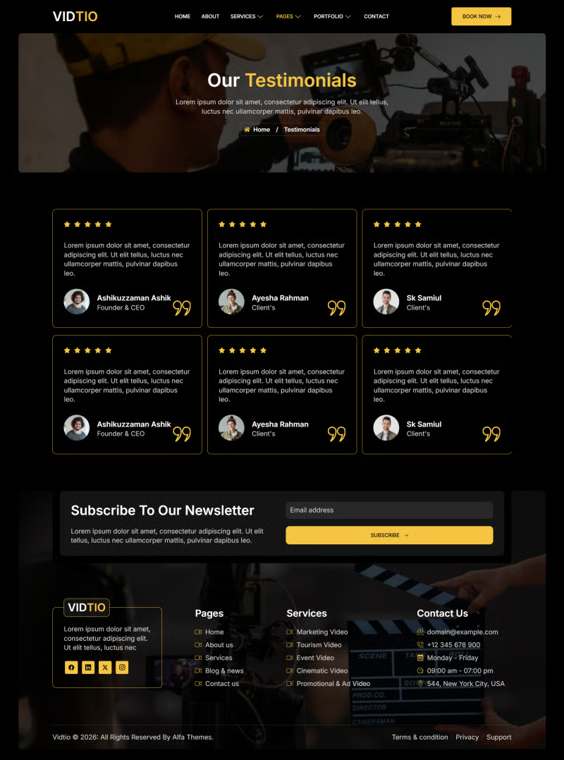 Vidtio – 视频制作行业 Elementor 模板套件 Preview 4