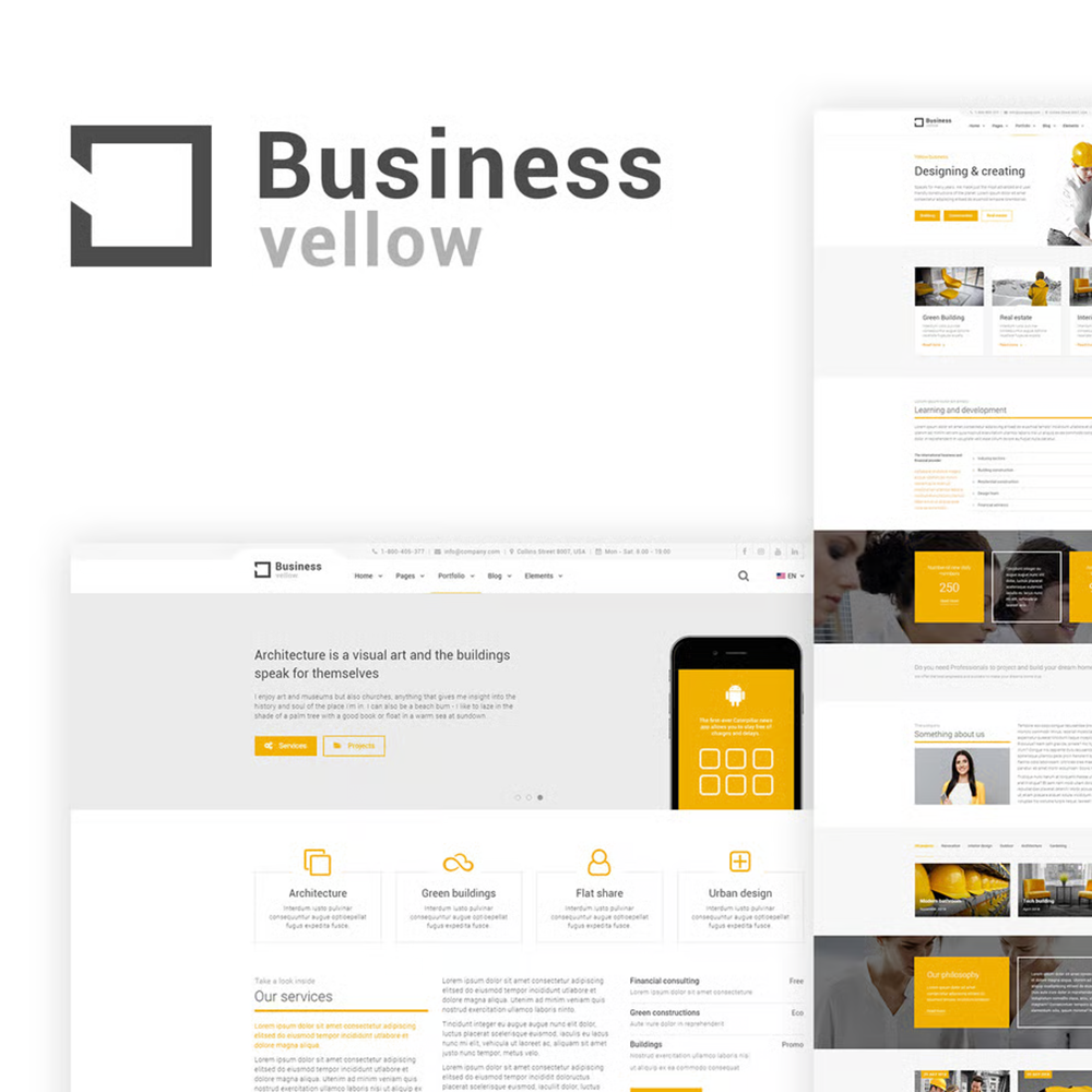Yellow Business-建筑商业 HTML5 网站模板