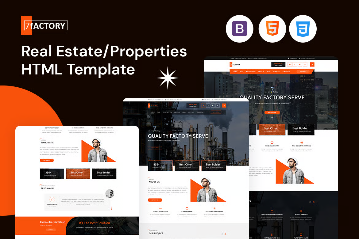 7fACTORY – 工业制造 HTML 模板 Preview 1