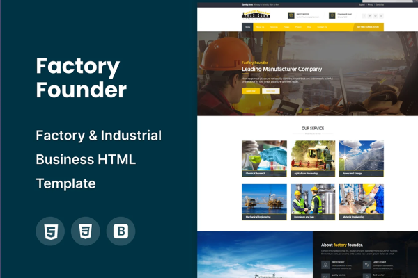 Factory Founder- 工业企业 HTML 网站模板