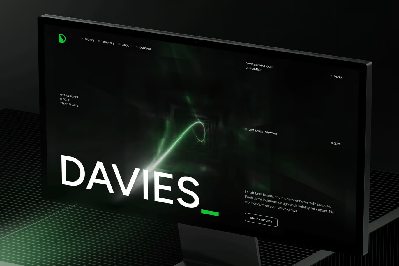 Davies – 个人作品集 HTML 模板 Preview 1