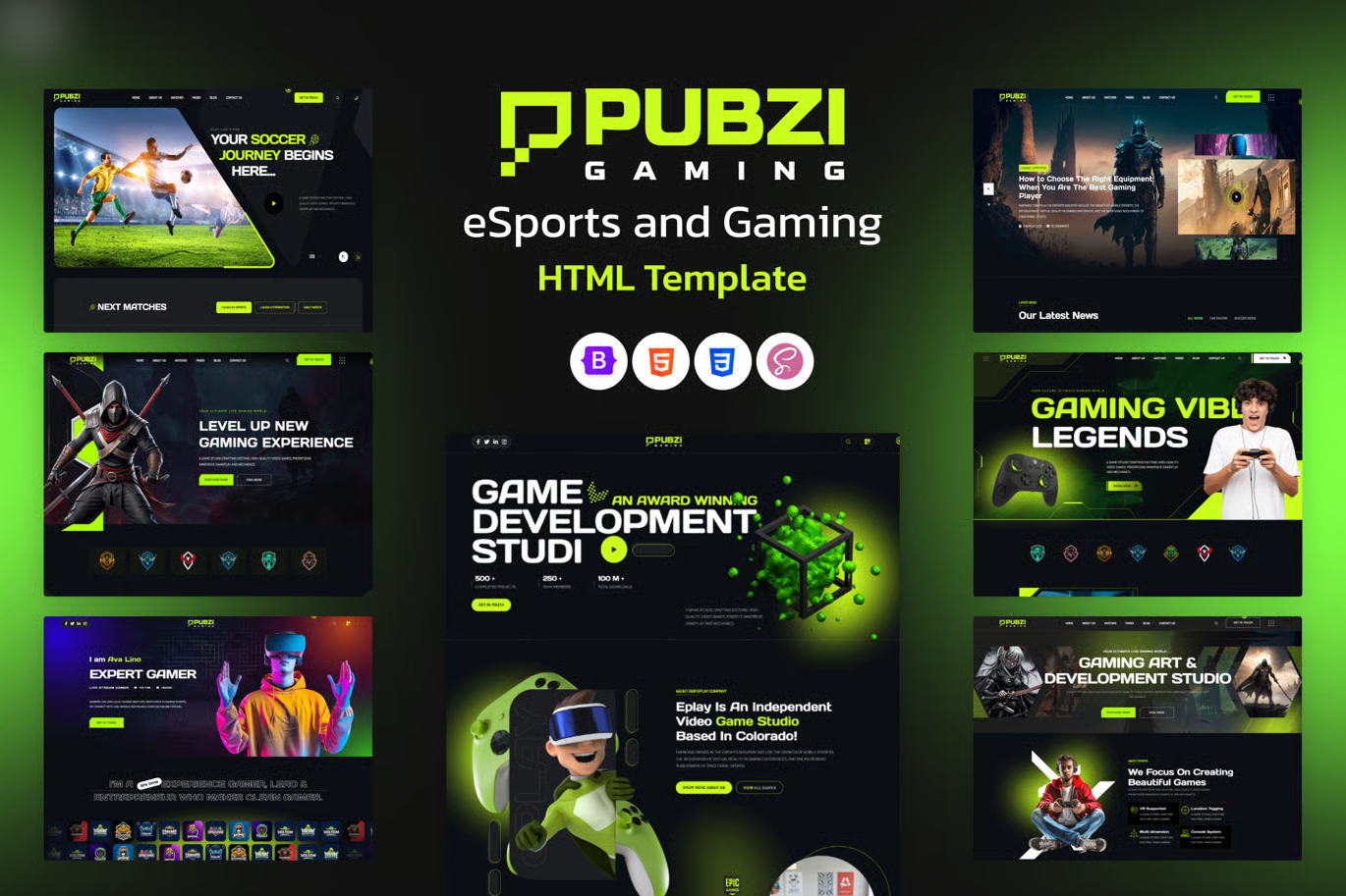 Pubzi — 电竞与游戏行业 HTML 模板 Preview 1