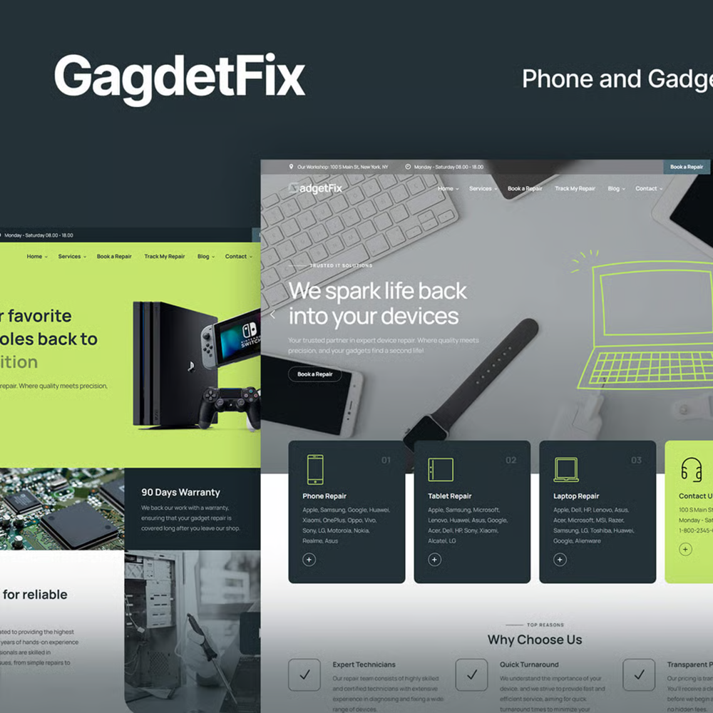 Gadgetfix-手机及数码设备维修服务 Bootstrap 模板
