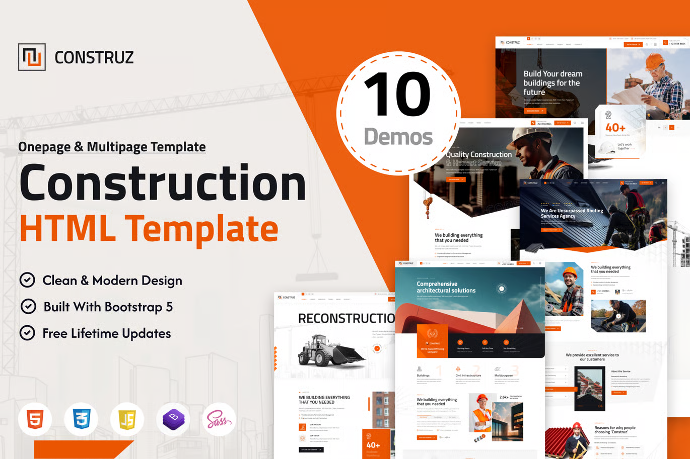 Construz — 建筑工程 HTML 网站模板 Preview 1