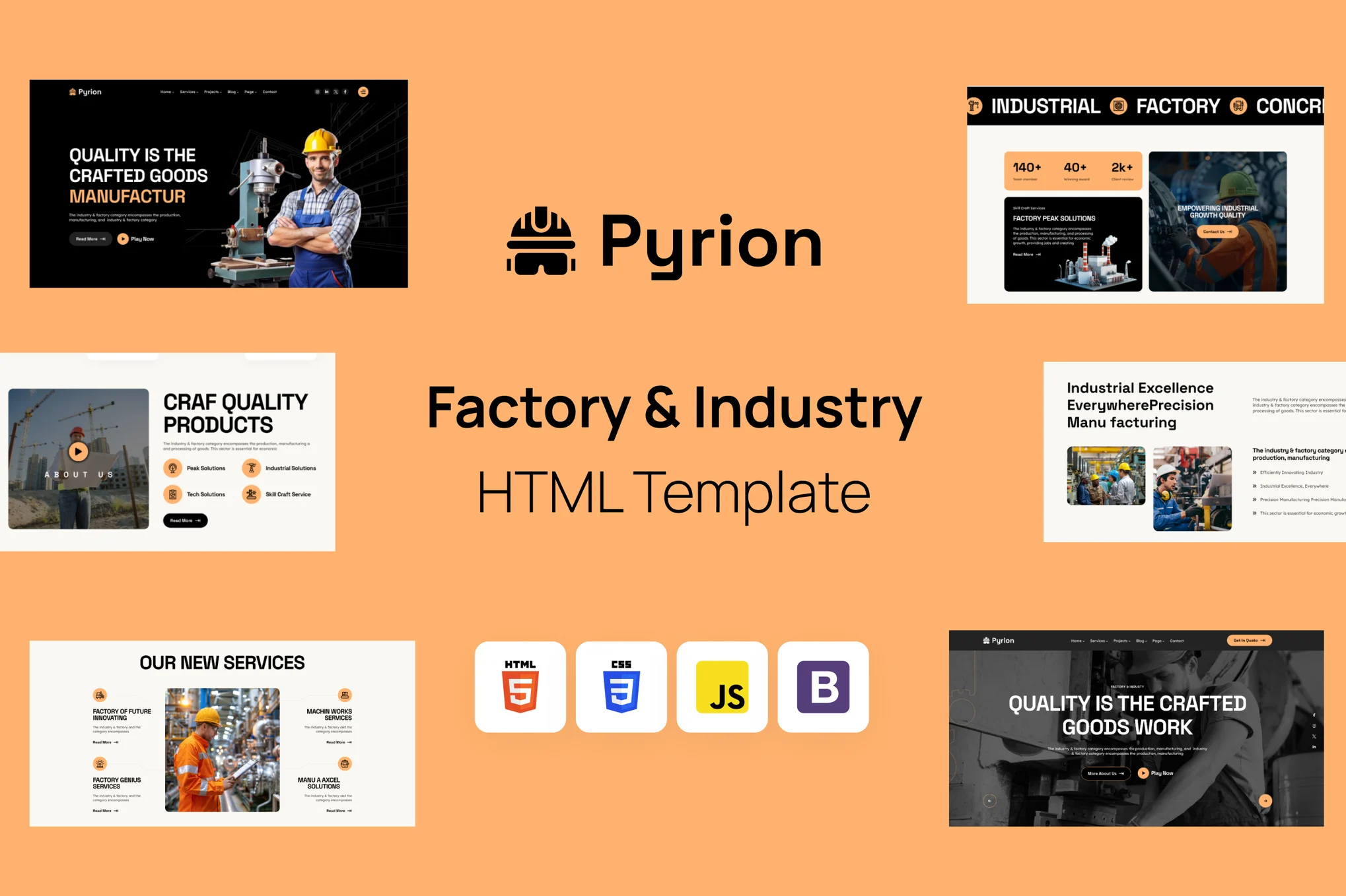 Pyrion -工厂工业类 HTML 网站模板 Preview 1