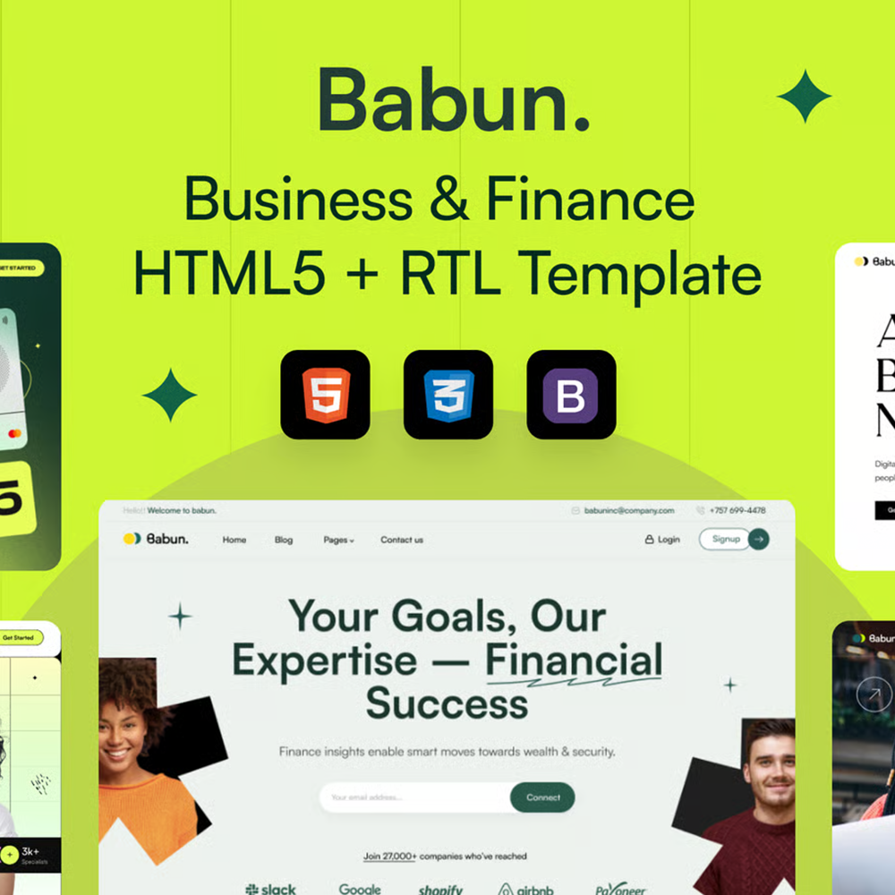 Babun – 商务金融类 HTML5 模板(支持 RTL 布局)