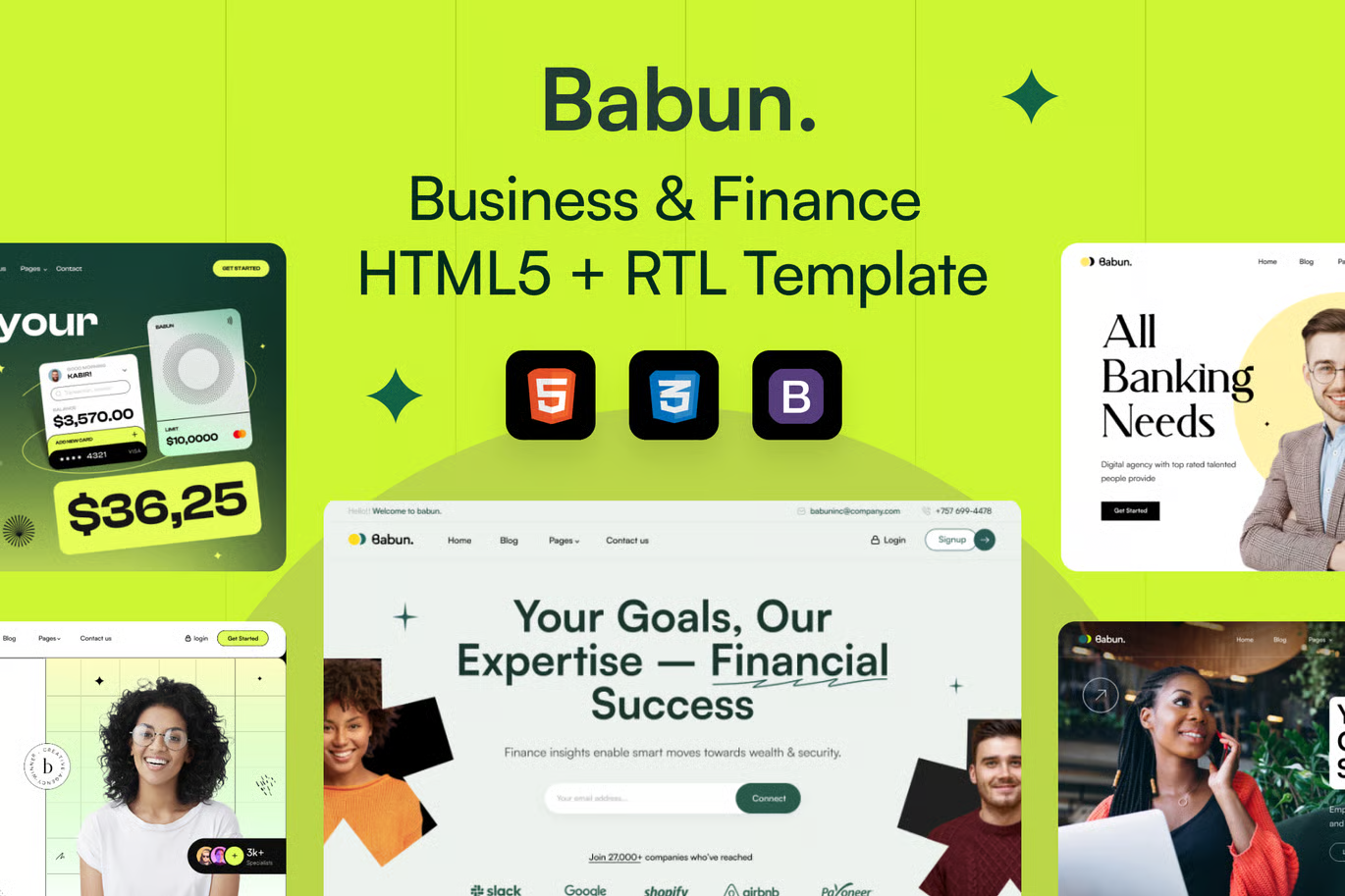Babun – 商务金融类 HTML5 模板(支持 RTL 布局) Preview 1