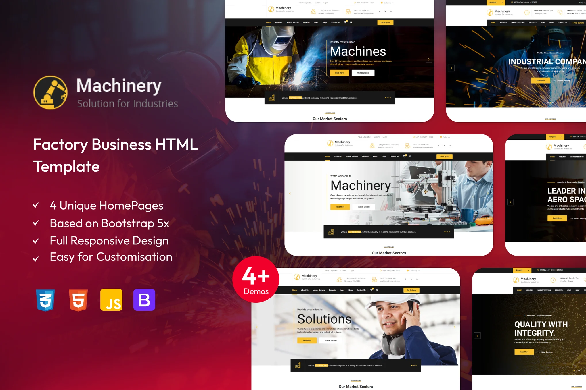 Machinery – 工厂制造企业 HTML 网站模板 Preview 1