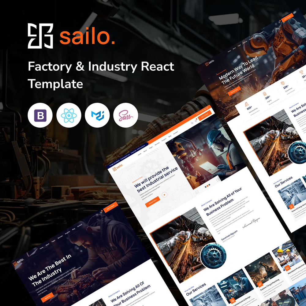 Sailo – 工厂工业行业 React 网站模板