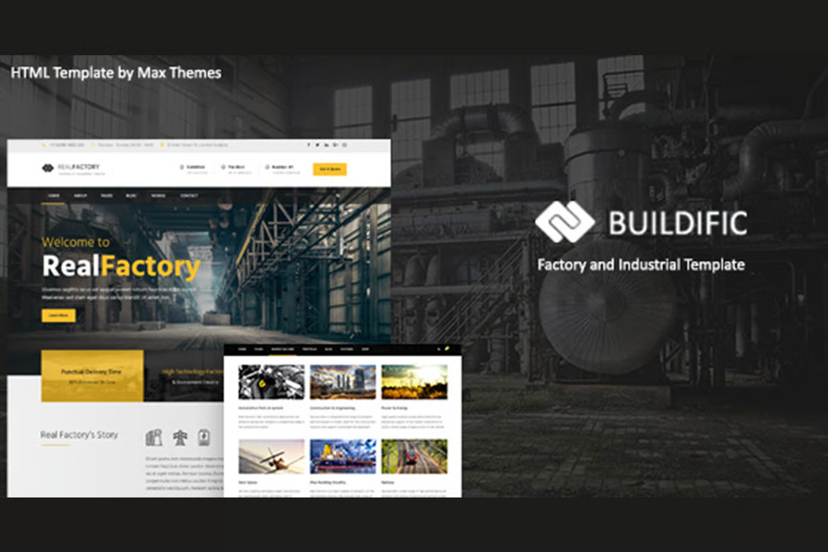 Buildific — 工厂与工业 HTML 网站模板 Preview 1