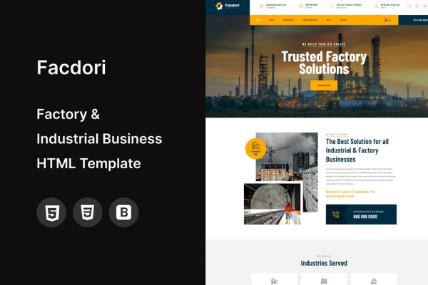 Facdori — 工厂工业 HTML 网站模板