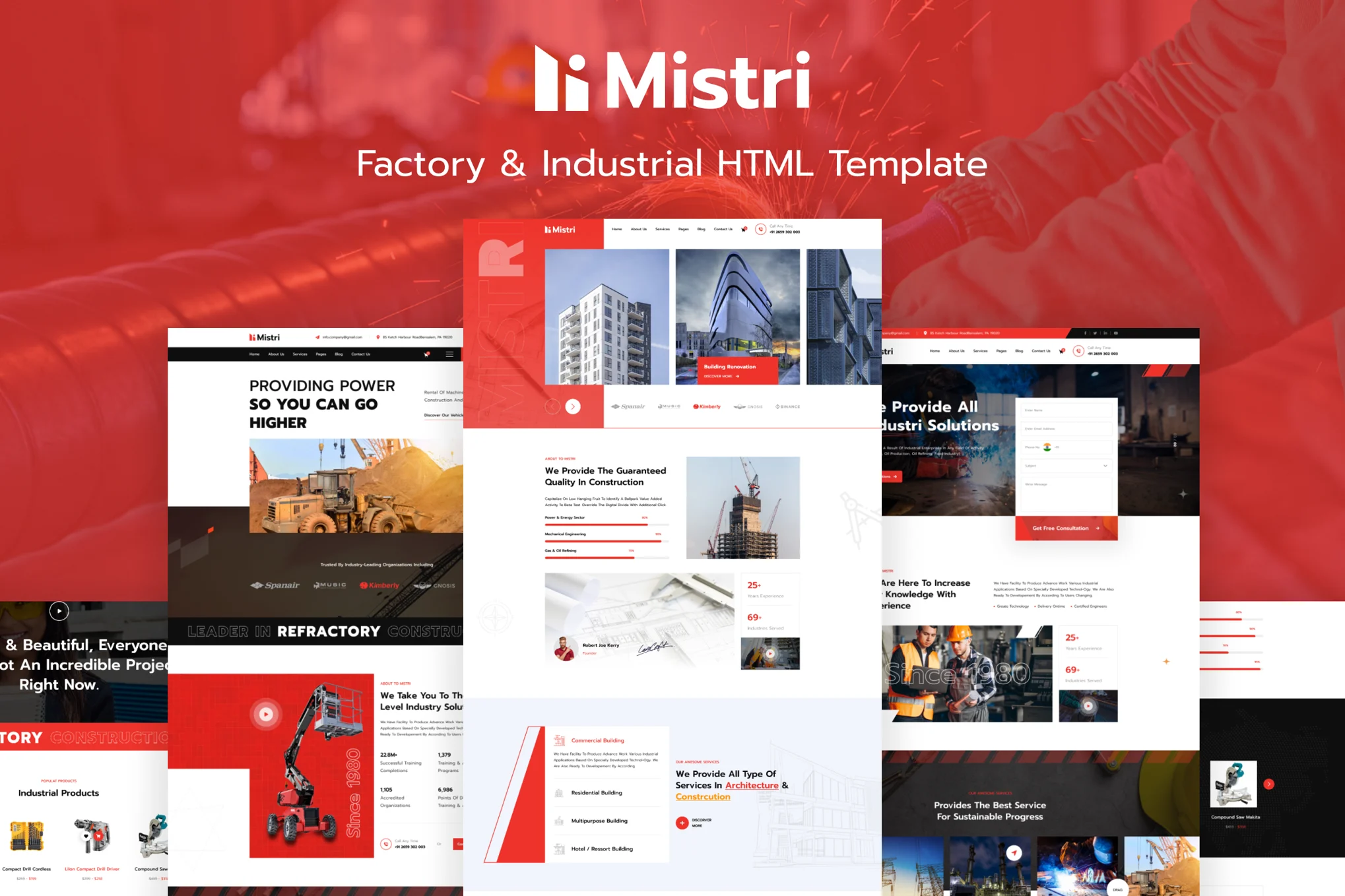 Mistri — 工厂工业类 HTML 网站模板 Preview 1