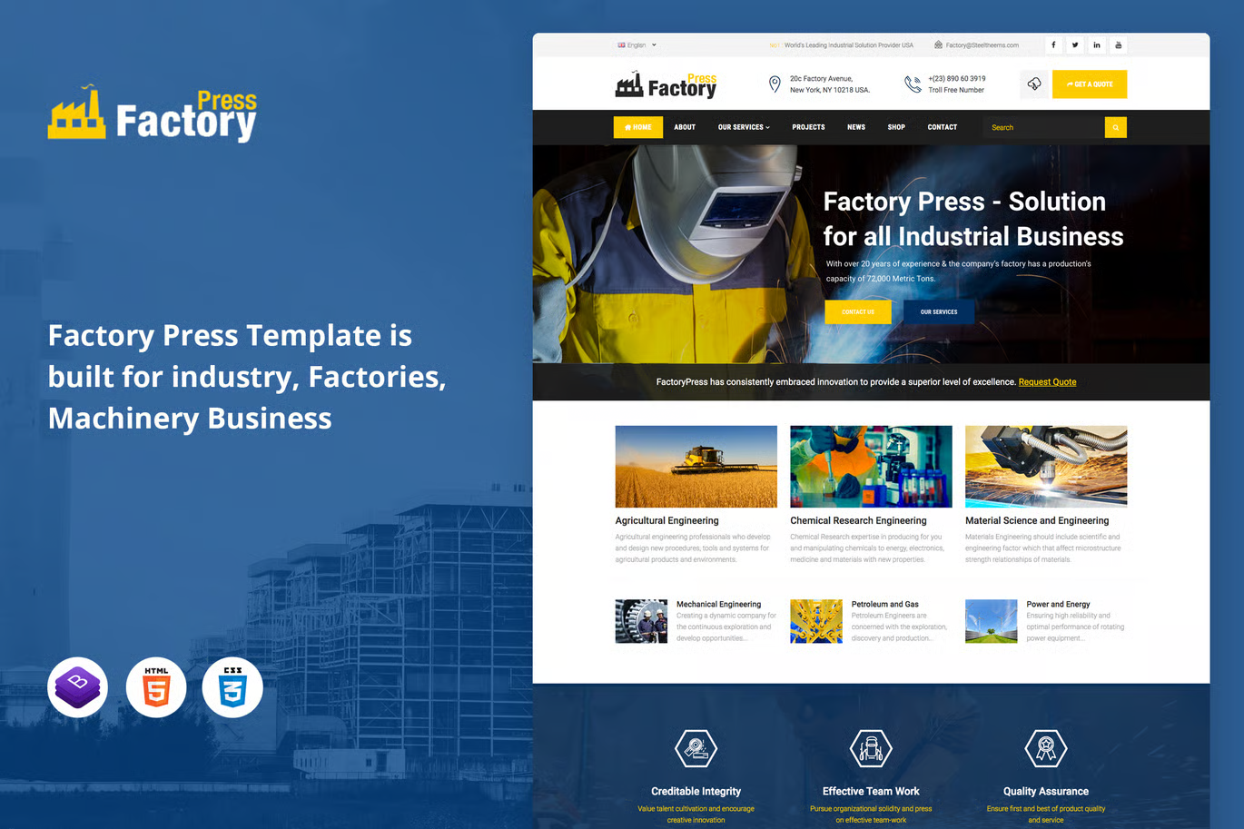 Factory Press -工业企业 HTML5 模板 Preview 1