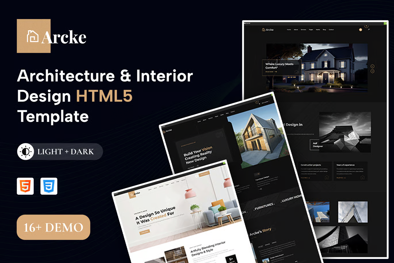 Arcke-建筑与室内设计 HTML5 网站模板 Preview 1