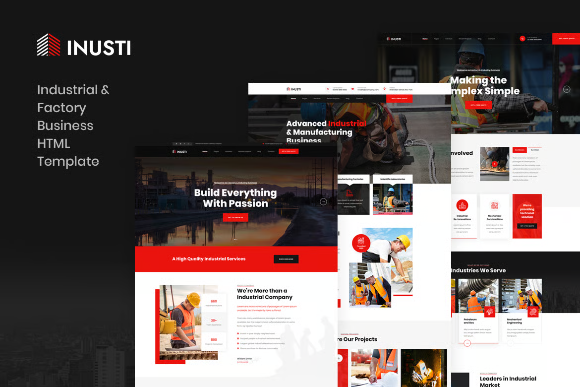 Inusti – 工业与工厂企业 HTML 模板 Preview 1