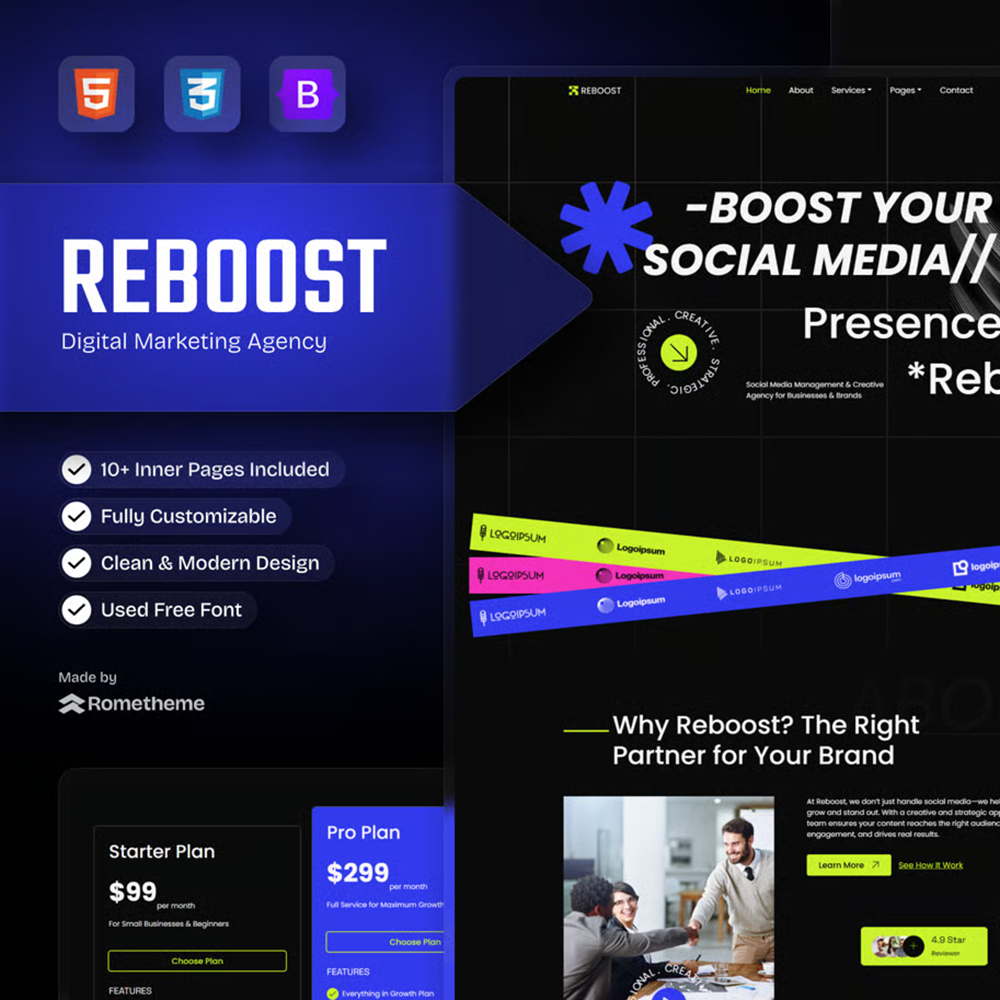 Reboost – 数字营销机构 HTML 网站模板