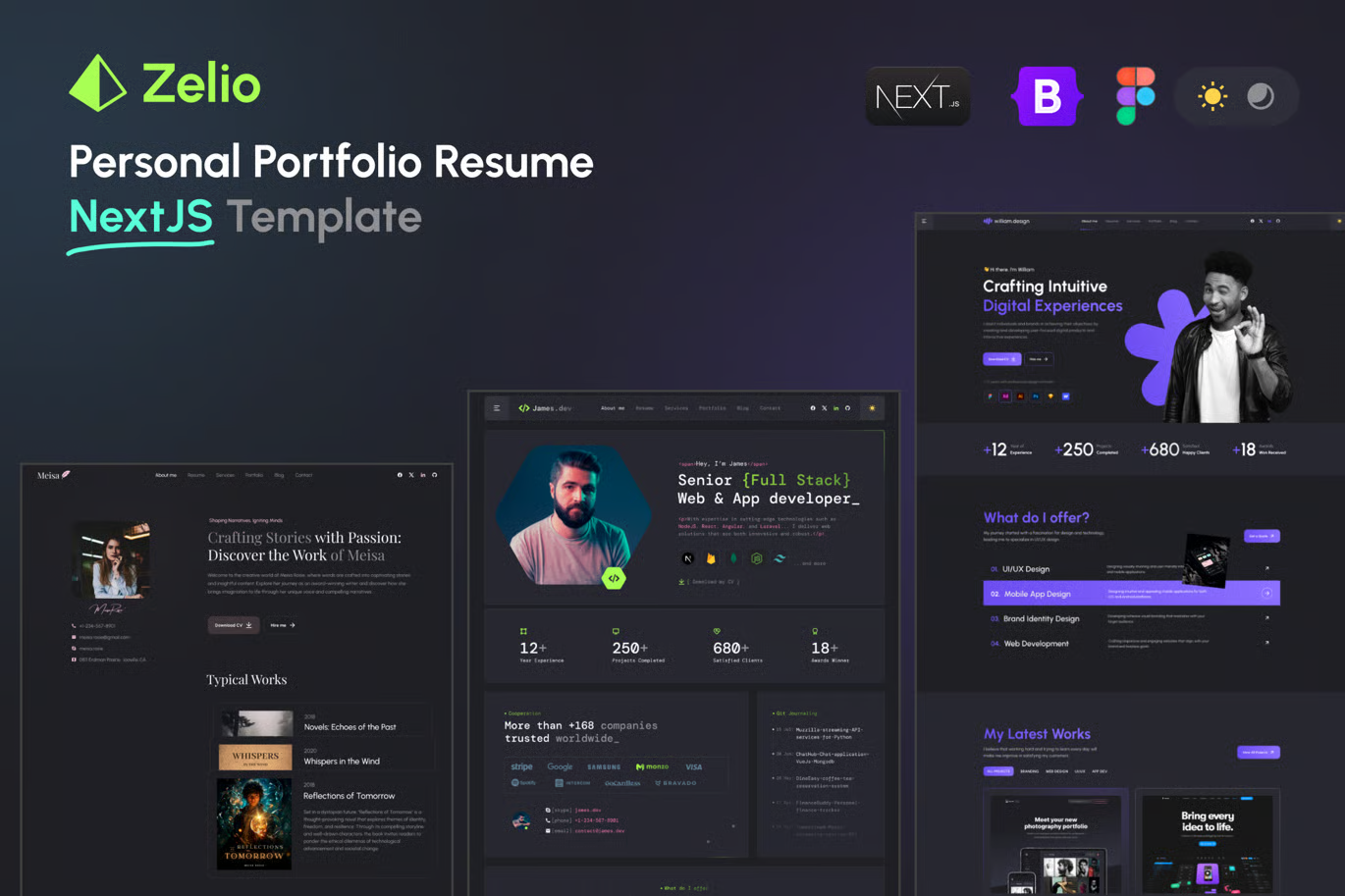 Zelio – 个人作品集 NextJS/React 模板 Preview 1