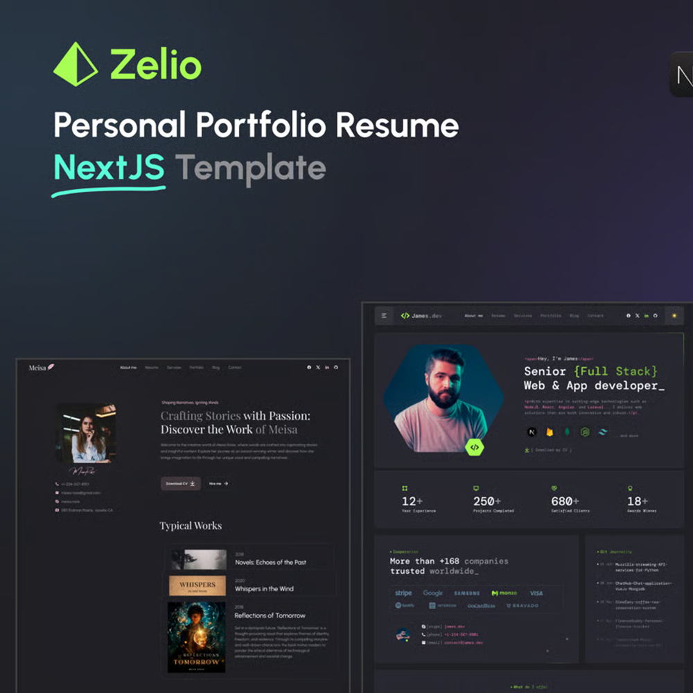 Zelio – 个人作品集 NextJS/React 模板