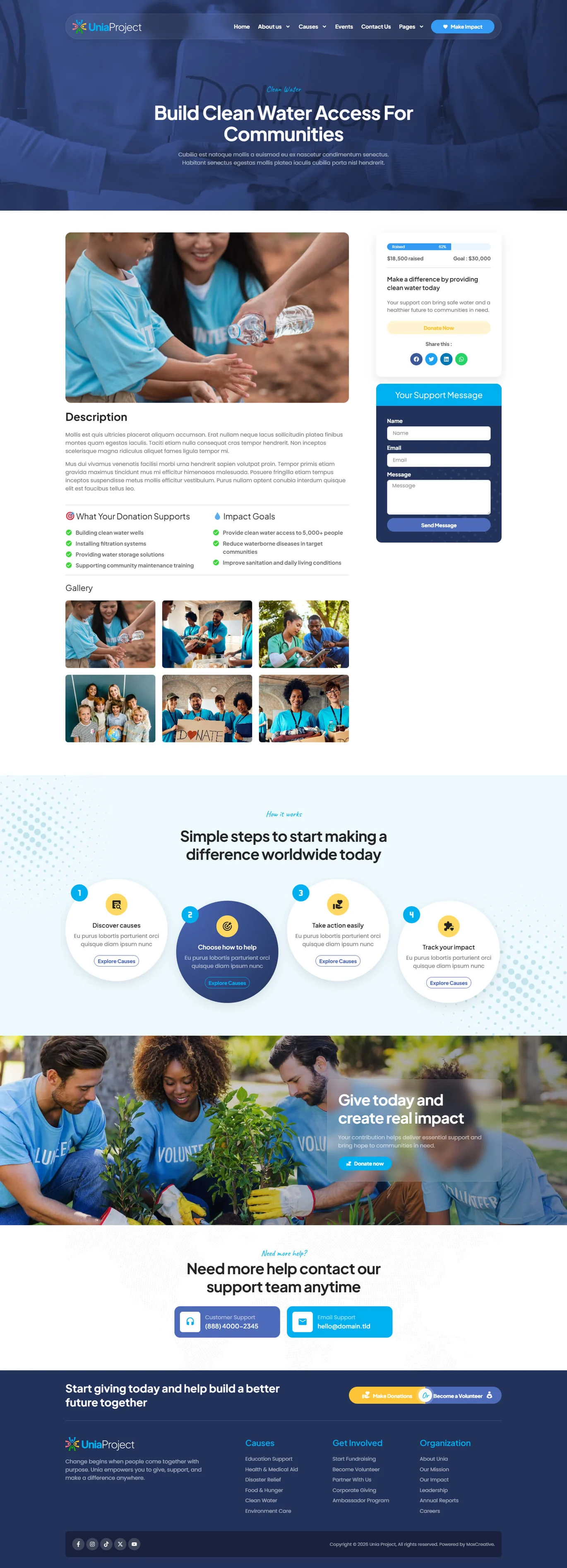 Unia – 慈善公益非营利组织 Elementor Pro 模板套件 Preview 4