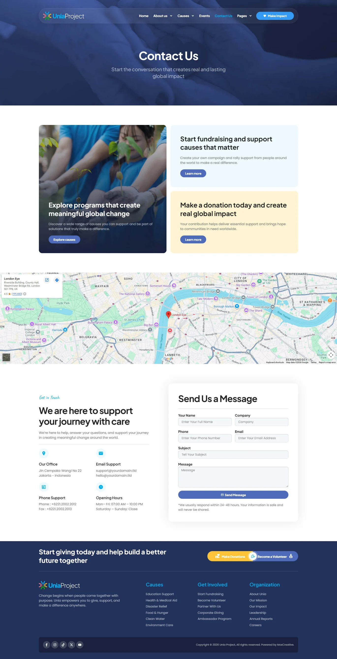Unia – 慈善公益非营利组织 Elementor Pro 模板套件 Preview 1
