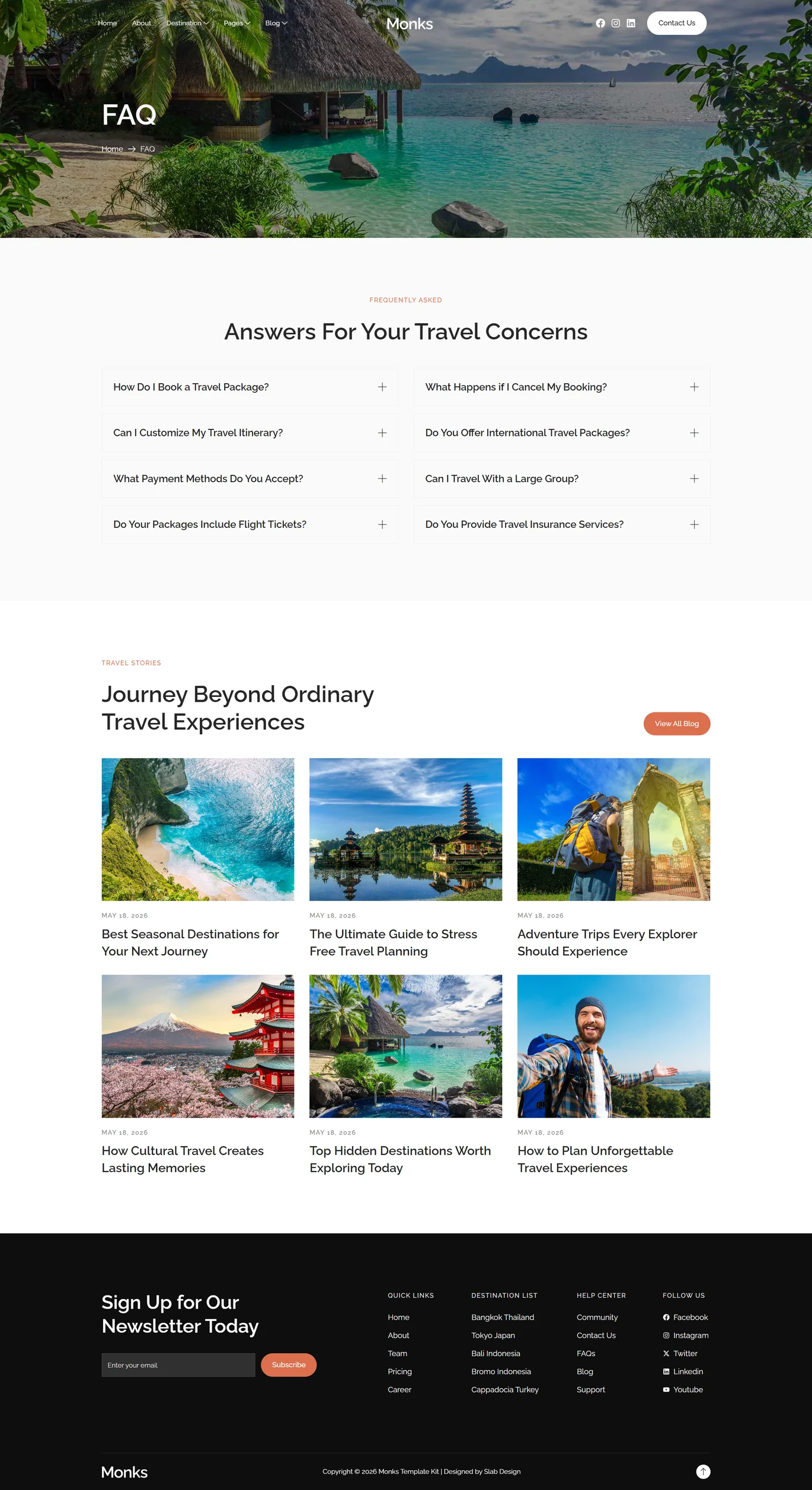 Monks – 旅行社 & 旅游出行 Elementor 模板套件 Preview 2