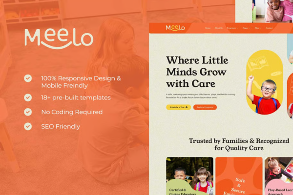 Meelo – 幼儿园与儿童托管中心 Elementor Pro 模板套件