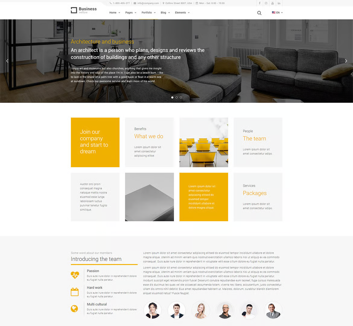Yellow Business-建筑商业 HTML5 网站模板 Preview 3
