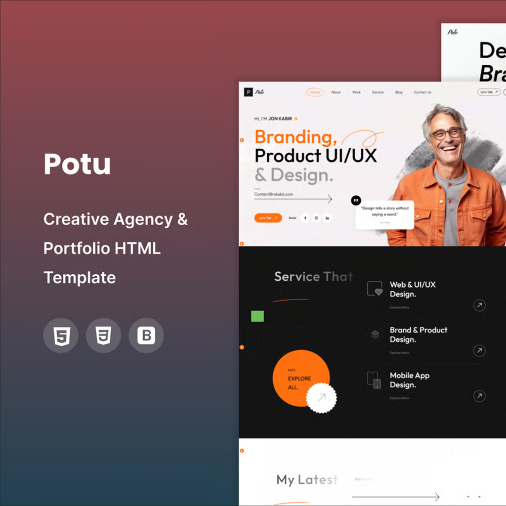 Potu- 创意机构与作品展示 HTML 模板