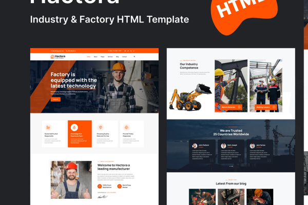 Hactora – 工业工厂 HTML 网站模板