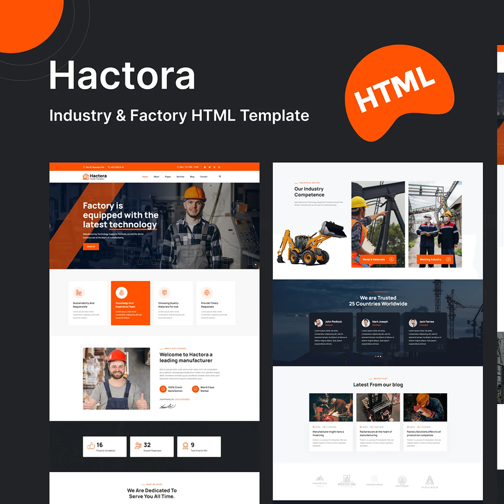 Hactora – 工业工厂 HTML 网站模板