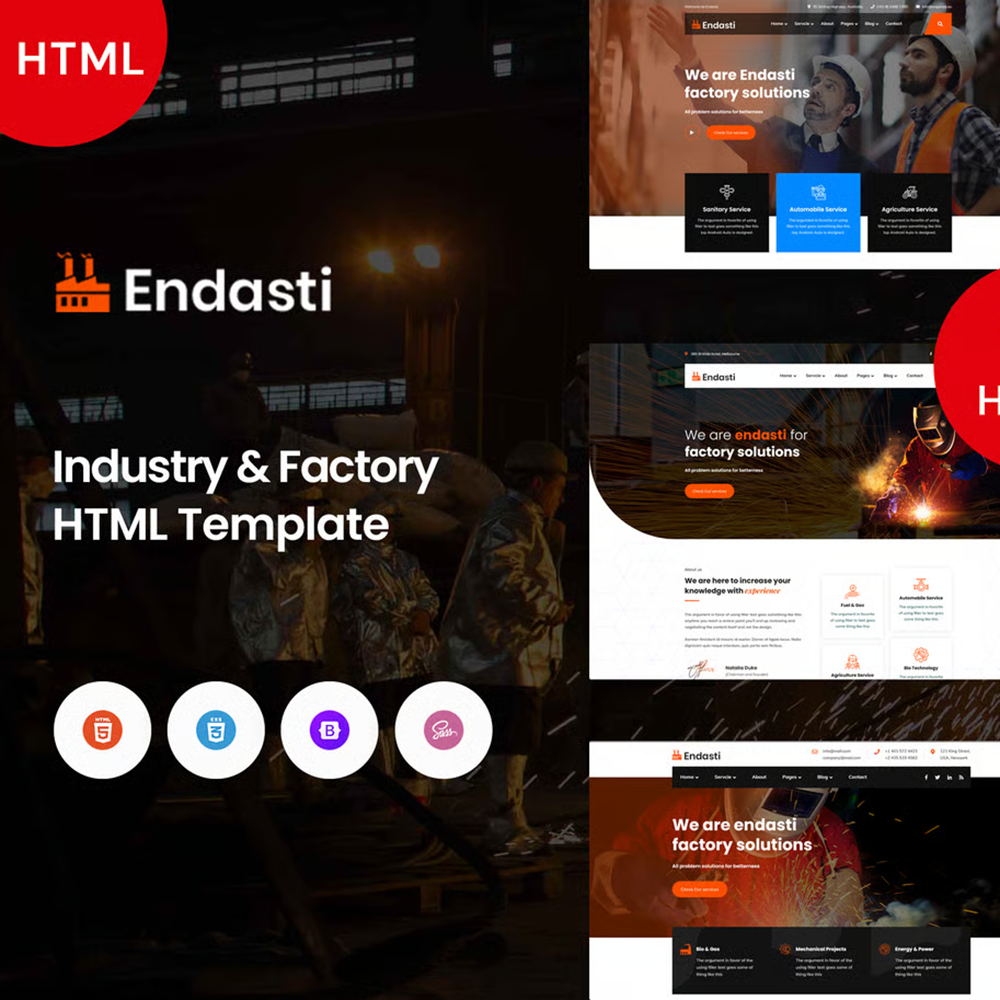 Endasti-工业工厂类网站模板