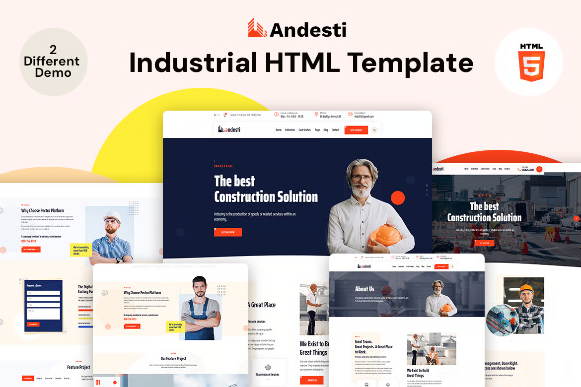 Andesti – 工业行业 HTML 网站模板 Preview 1
