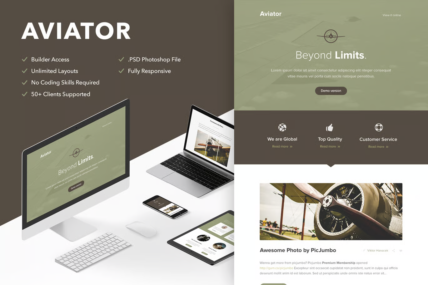 Aviator – 响应式邮件模板 Preview 1