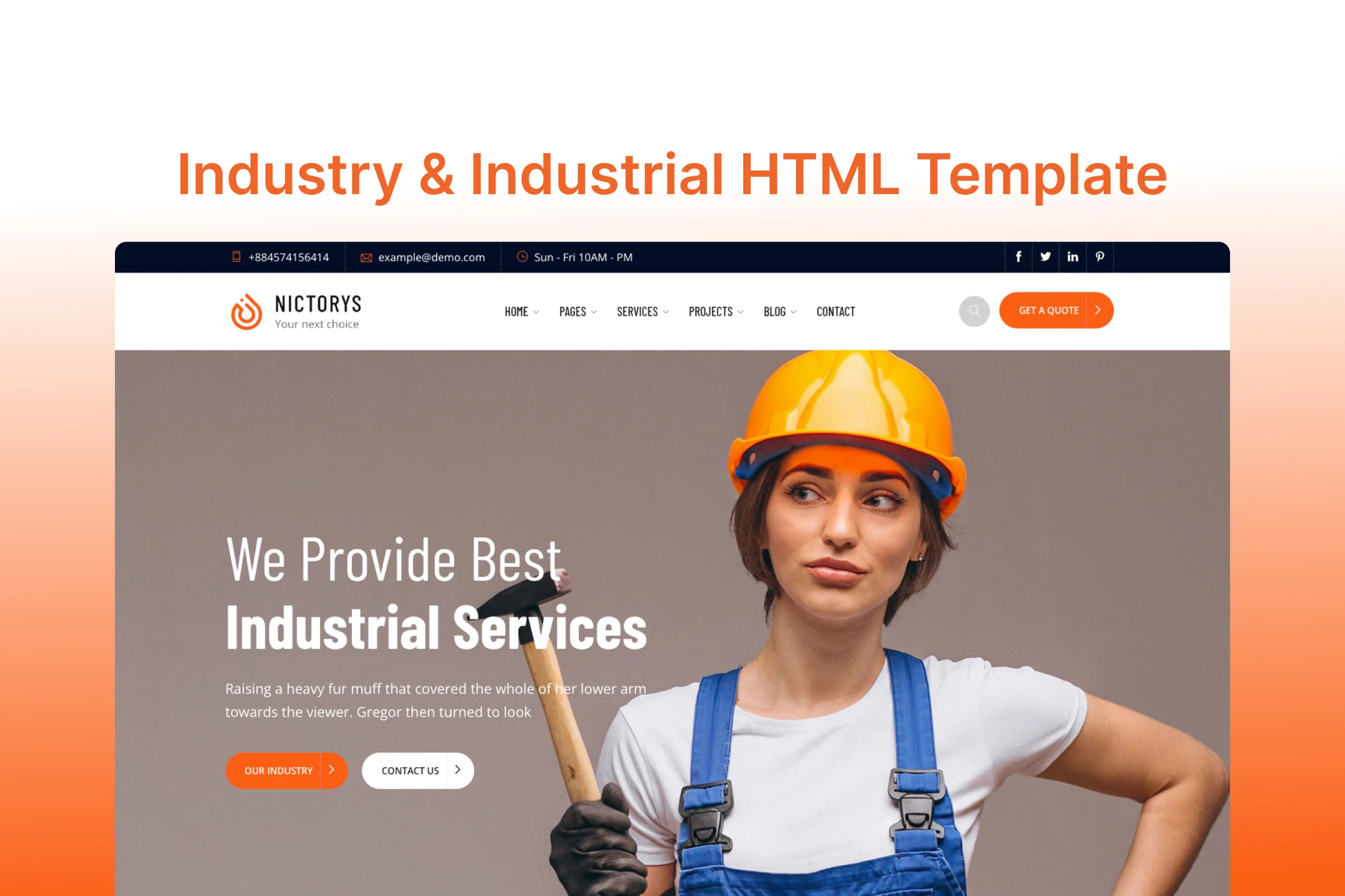 Nictorys -工厂工业 HTML 模板 Preview 1