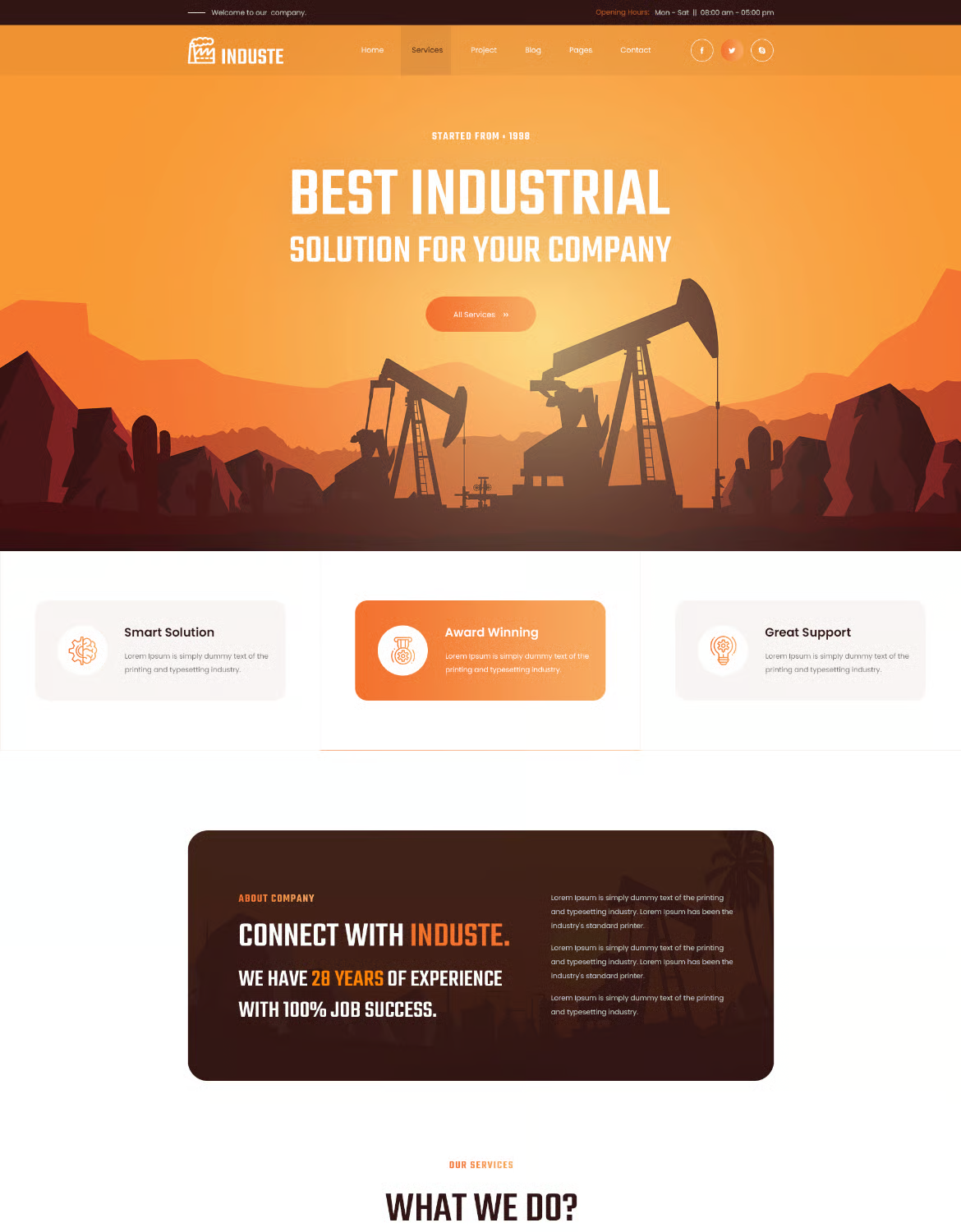 Induste — 工业工厂 Bootstrap 网站模板 Preview 1