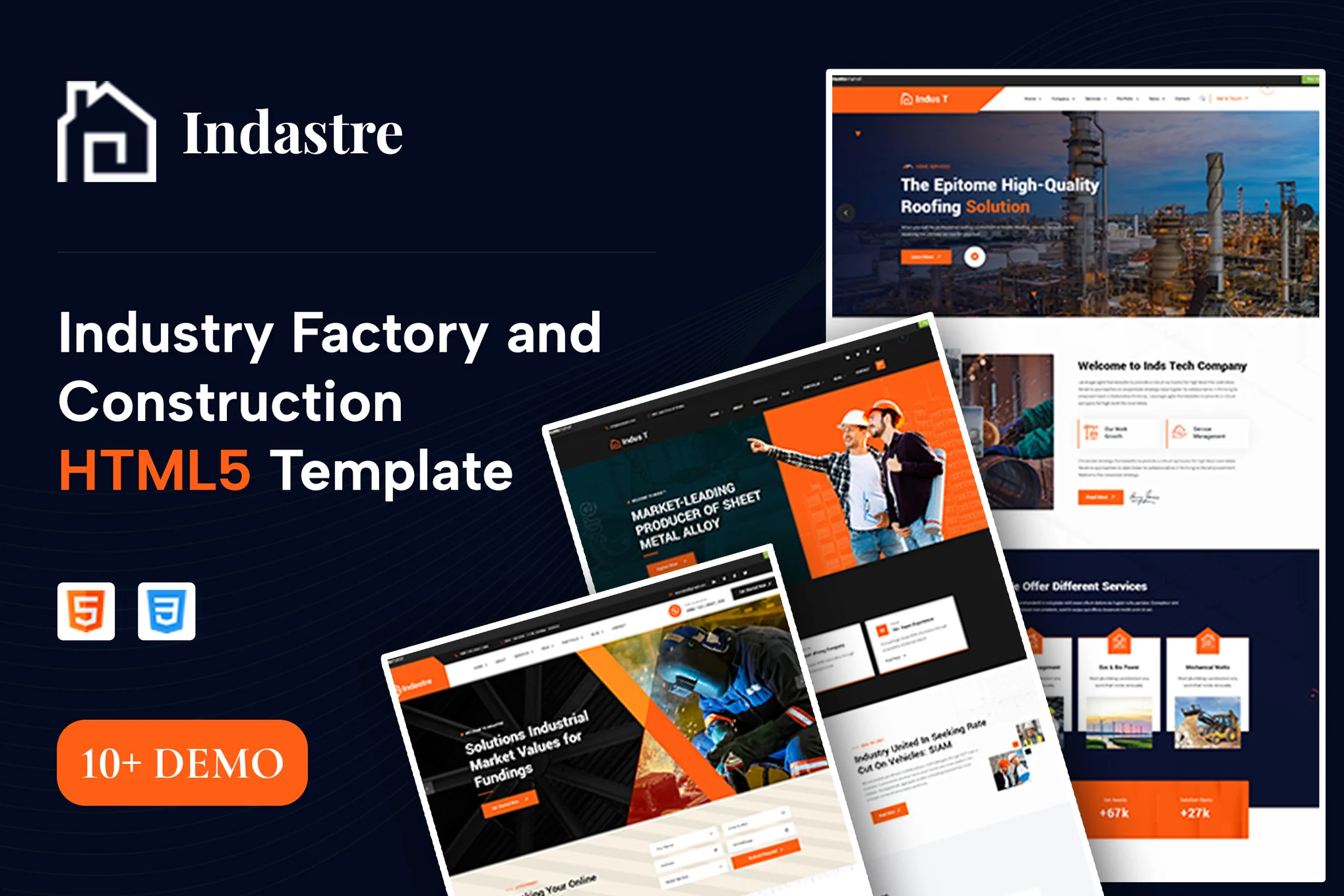 Indastre-工业、工厂与建筑行业 HTML5 网站模板 Preview 1
