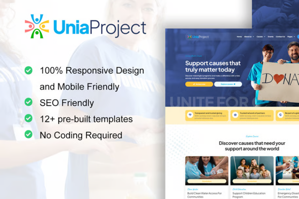 Unia – 慈善公益非营利组织 Elementor Pro 模板套件